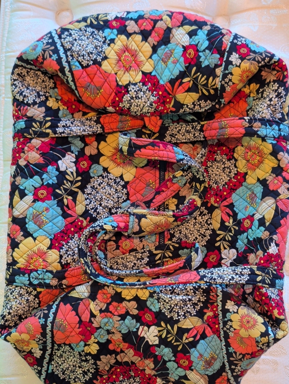 Vera Bradley Quilted Floral Tote in Black Multi-Color